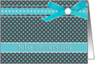 turquoise feliz aniversrio portuguese happy birthday card polka dots ribbon bow card