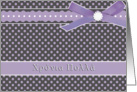 purple Χρόνια Πολλά greek happy birthday card polka dots ribbon bow card