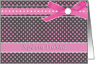pink Χρόνια Πολλά greek happy birthday card polka dots ribbon bow card