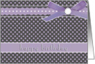 happy birthday, purple polka dots, ribbon & bow effect card