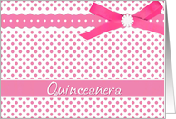 mis quince anos, pink polka dots, ribbon bow effect,Quinceañera invitation card