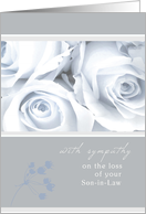 with sympathy on the loss of your son-in-law elegant white roses card