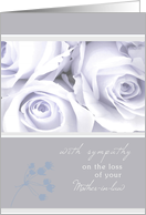with sympathy on the loss of your mother-in-law elegant white roses card