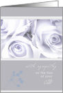 with sympathy on the loss of your child elegant white roses card