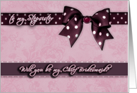 to my stepsister, please be my chief bridesmaid, bow and ribbon effect card