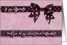 to my stepsister, please be my guest book attendant, bow and ribbon effect card