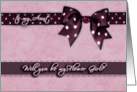 to my aunt, please be my flower girl, purple and pink, bow and ribbon effect card