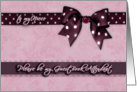 to my niece, please be my guest book attendant, purple and pink, bow and ribbon effect card