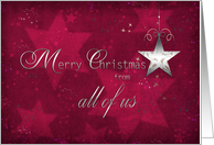 merry christmas from all of us, business, star, silver effect card