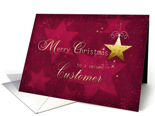 Merry Christmas to a valued Customer, business card, star, red card