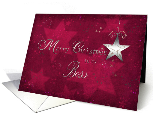 merry christmas to my boss, business, star, silver effect card