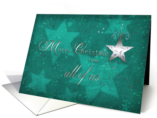 merry christmas from all of us card, star, silver effect card (679239)