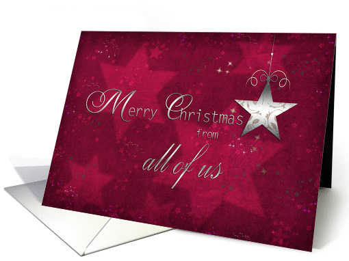 merry christmas from all of us card, star, silver effect card (679246)