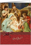 god jul,swedish merry christmas card, nativity, magi, ,jesus,bow-ribbon effect card