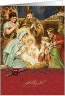 gldelig jul, danish merry christmas card, nativity, magi, ,jesus,bow-ribbon effect card