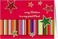 merry christmas to a very special friend, stars, stripes, bright red card