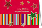 merry christmas great co-worker, business christmas card, stars, stripes, bright red card
