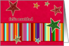 feliz navidad, spanish merry christmas, stars, stripes, bright red card