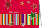 feliz natal, portuguese merry christmas, stars, stripes, bright red card