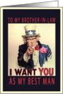 to my brother-in-law, I want you as my best man, invitation best man card, vintage card