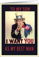 to my son,i want you as my best man, invitation best man card, vintage card