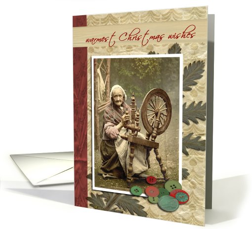 merry christmas spinning wheel, vintage card (704974)