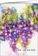 invitation wine party, purple grapes card