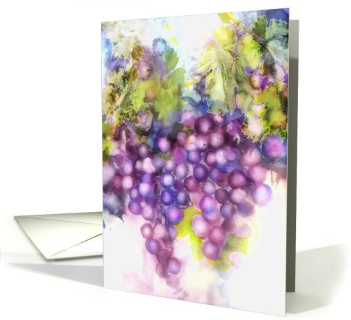 blank card watercolor painting purple grapes card (705935)