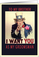 to my brother, please be my groomsman invitation card, vintage, card