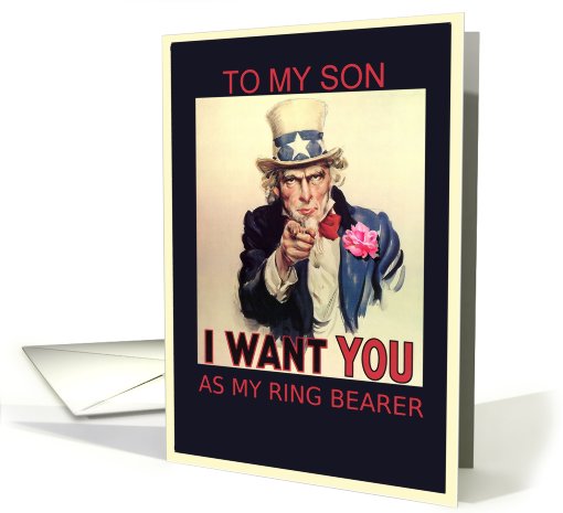 to my son, please be my ring bearer, invitation card, vintage, card