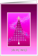you are invited, christmas tree trimming party, pink card