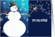 you are invited, christmas holiday party, open house,snowman card