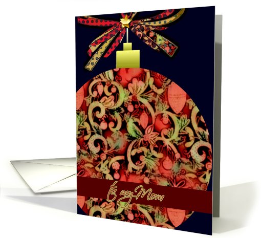 merry christmas to my mom, elegant red glass ornament, christmas card