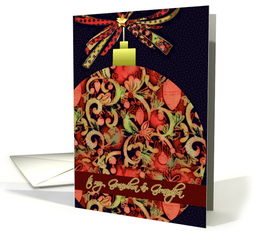 Merry Christmas to Grandparents Elegant Red Ornament card (711419)
