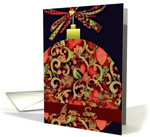 merry christmas to my son, elegant red glass ornament, christmas card