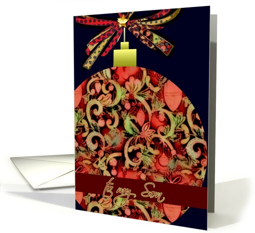 merry christmas to my son, elegant red glass ornament, christmas card