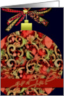 god jul, norwegian merry christmas, elegant red glass ornament, christmas card