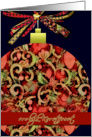 vrolijk kerstfeest, dutch merry christmas, elegant red glass ornament, christmas card