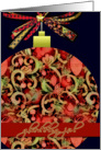 gldelig jul, danish merry christmas, elegant red glass ornament, christmas card