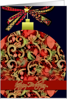 Birthday on Christmas Elegant Red Glass Ornament card