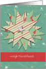 dutch christmas card, green and red stars card