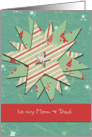 to my mom and dad, christmas card, green and red stars card