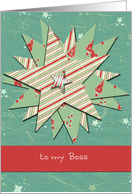 to my boss, christmas card, green and red stars card