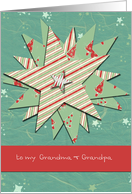 to my grandma and grandpa, christmas card, green and red stars card