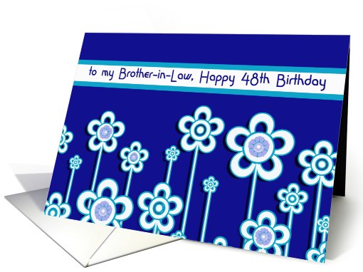 happy 48th birthday, brother-in-law, blue flowers card (720161)