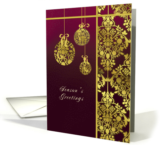 Season's Greetings Business Christmas Gold Foil Effect Ornaments card