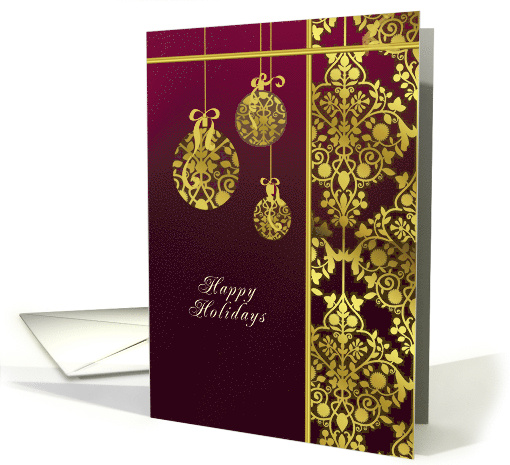 Happy Holidays Business Christmas Gold Foil Effect Ornaments card