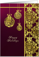 Happy Holidays Business Christmas Gold Foil Effect Ornaments card