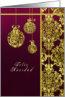 feliz navidad,spanish merry christmas, christmas card,gold foil effect, ornaments card