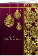 frohe Weihnachten, german merry christmas, christmas card,gold foil effect, ornaments card